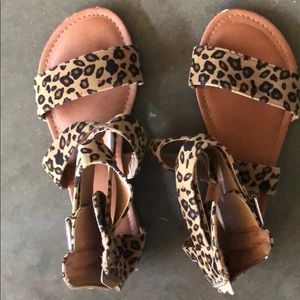 Leopard ankle strapped sandals